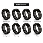 font options for inside engraving on black edc pen rings