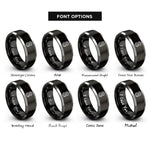 font options for inside engraving on black & grey eddy curve rings