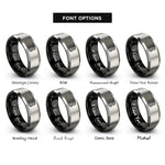 font options for inside engraving on black & grey eddy curve rings
