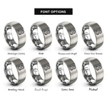 font options for inside engraving on gray eddy curve rings