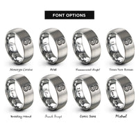 font options for inside engraving on gray eddy curve rings