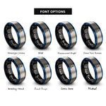 font options for inside engraving on black & blue & silver eddystone lighthouse waves rings