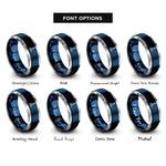 font options for inside engraving on blue & silver eddystone lighthouse waves rings