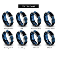 font options for inside engraving on blue & silver eddystone lighthouse waves rings