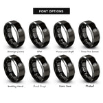 font options for inside engraving on black & silver edelweiss alps rings
