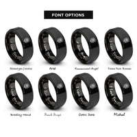 font options for inside engraving on black edelweiss alps rings