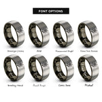 font options for inside engraving on gunmetal & silver edelweiss alps rings