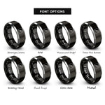 font options for inside engraving on black & grey edge beveler rings