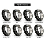 font options for inside engraving on black & grey edge beveler rings