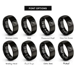 font options for inside engraving on black edge beveler rings
