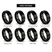 font options for inside engraving on black edge beveler rings