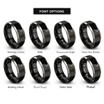 font options for inside engraving on black & gray edge creaser rings