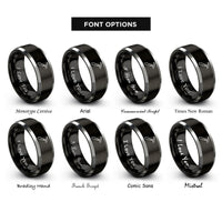 font options for inside engraving on black & gray edge creaser rings