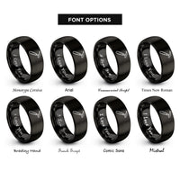 font options for inside engraving on black edge creaser rings