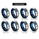 font options for inside engraving on blue & gray eeprom chip rings