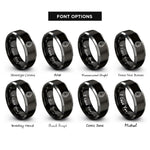 font options for inside engraving on black & gray egg rings