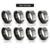 font options for inside engraving on black & silver egg rings