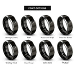 font options for inside engraving on black & gray egg crack rings