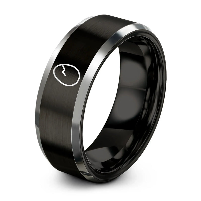 Egg Crack – Tungsten Wedding Band, 8 mm, Grey, Black Comfort-Fit Unisex