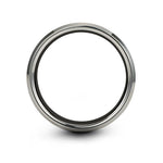 egg crack engraving on black & gray tungsten wedding band
