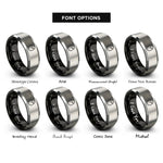 font options for inside engraving on black & gray egg crack rings