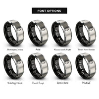 font options for inside engraving on black & gray egg crack rings