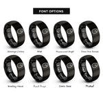 font options for inside engraving on black egg crack rings