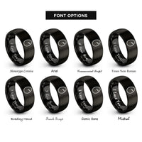 font options for inside engraving on black egg crack rings