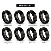 font options for inside engraving on black egg crack rings