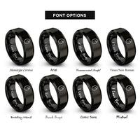 font options for inside engraving on black egg crack rings