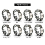 font options for inside engraving on grey egg crack rings