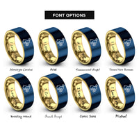 font options for inside engraving on gold & blue egg hunt silhouette rings