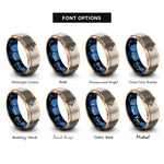 font options for inside engraving on rose gold & blue & silver egg hunt silhouette rings