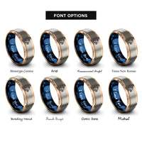 font options for inside engraving on rose gold & blue & silver egg hunt silhouette rings