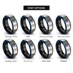 font options for inside engraving on black & blue & silver egg pattern hook rings