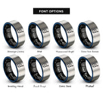 font options for inside engraving on black & blue & silver egg pattern hook rings