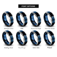 font options for inside engraving on blue & silver egg pattern hook rings