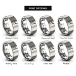 font options for inside engraving on silver egg pattern hook rings