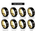 font options for inside engraving on black & gold eggs benedict rings