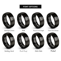 font options for inside engraving on black eggs benedict rings