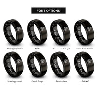 font options for inside engraving on black eggs benedict rings