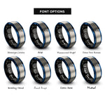 font options for inside engraving on black & blue & silver egret rings