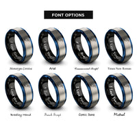 font options for inside engraving on black & blue & silver egret rings