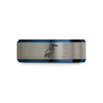 black & blue & grey tungsten egret wedding band