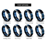 font options for inside engraving on blue & grey egret rings