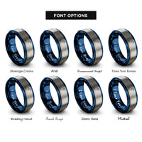 font options for inside engraving on blue & silver egret rings