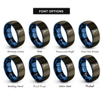 font options for inside engraving on gunmetal & blue eiffel tower rings
