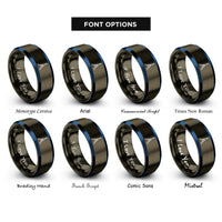 font options for inside engraving on gunmetal & blue eiffel tower rings