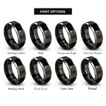 font options for inside engraving on black & silver eiffel tower stamp rings