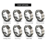 font options for inside engraving on gray eiffel tower stamp rings